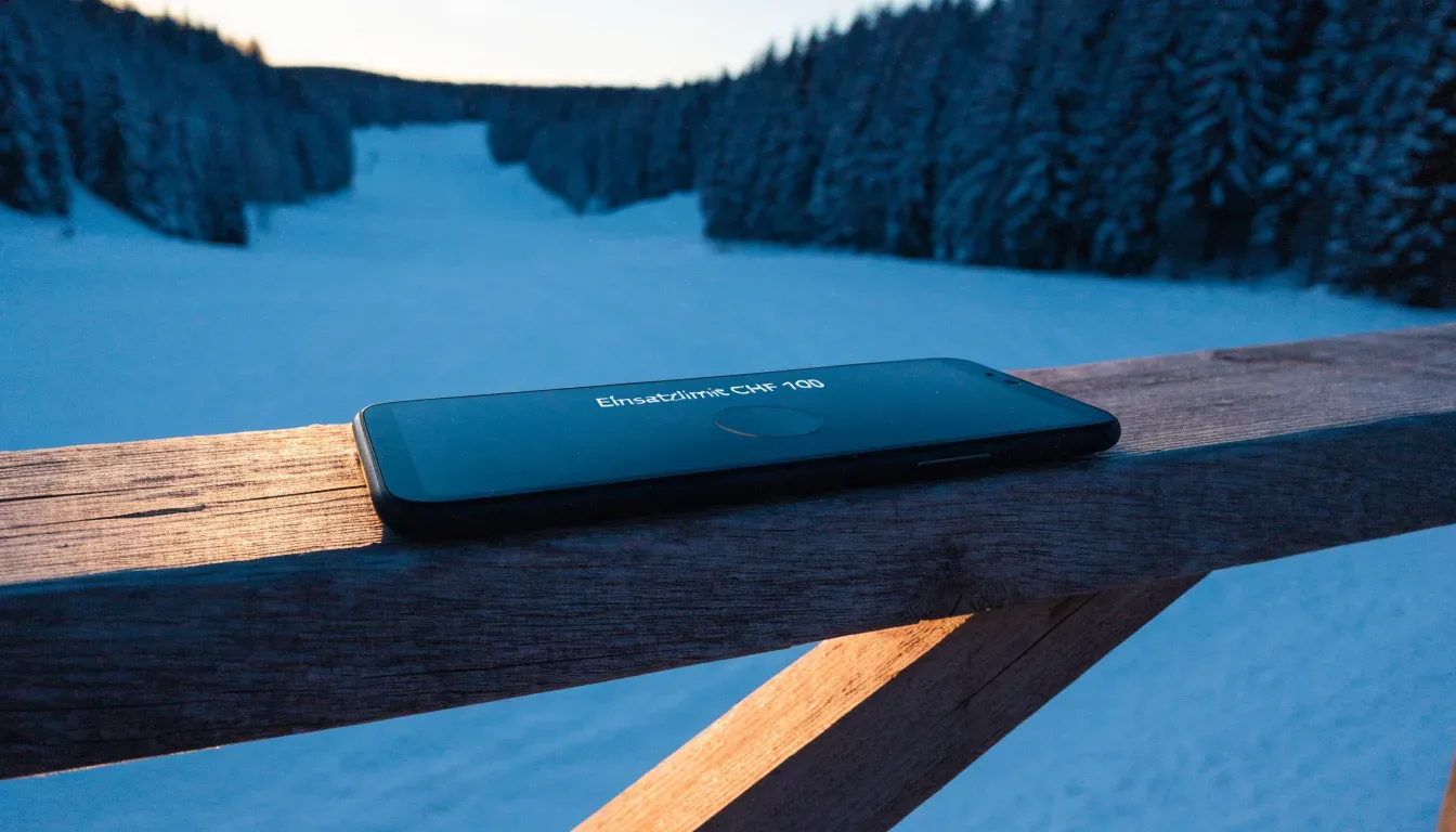 Eine Skisprungschanze ragt in der Dämmerung über einen Wald in den Alpen, der Auslauf liegt verschneit und leer da.
