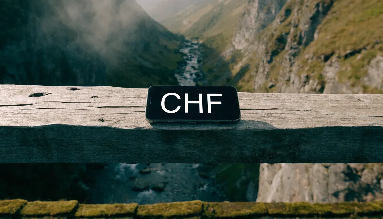 Eine alte Holzbrücke über einen Gebirgsbach, Moos auf den Steinen, Nebelschwaden hängen im Tal